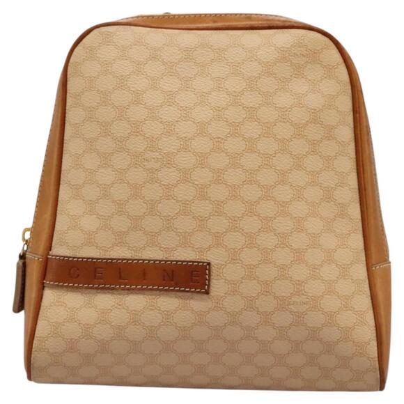CELINE Macadam Canvas Backpack Pvc Leather Beige - Picture 2 of 13